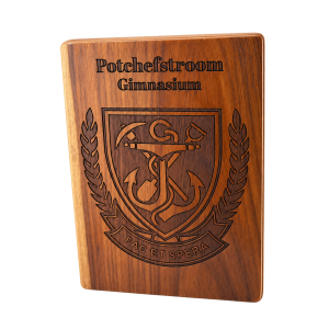 Engraved wooden bookends